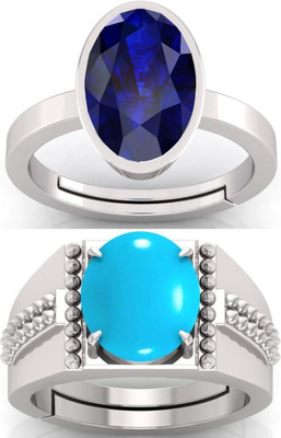 BHAIRAW GEMS Moonstone Stone Silver Adjustable Ring Stainless Steel Ring