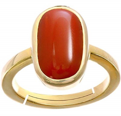 Gemzonite Natural Coral Ring Stone Coral Copper Plated Ring