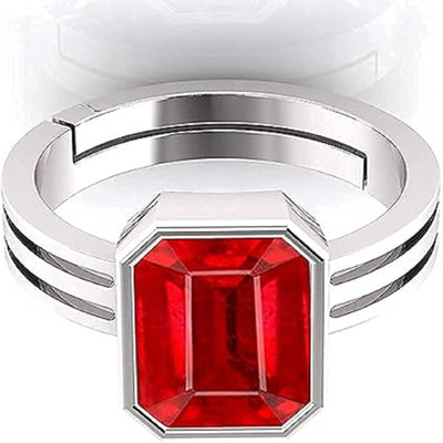 SIDHGEMS 7.25 Ratti 6.25 Crt Natural Ruby Manik 925 strelling Silver Ring Sterling Silver Ruby Silver Plated Ring