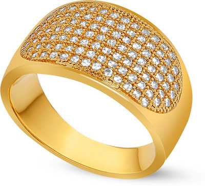 Mahi creations Spsy-SP-16_23 Brass Cubic Zirconia Gold Plated Ring