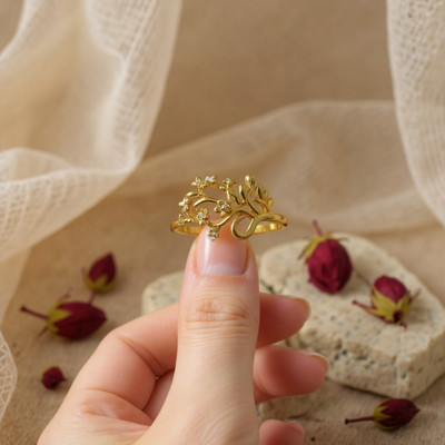STARSTONE Blooming Branch Ring Sterling Silver Gold Plated Ring
