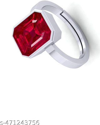 VishvMa 7.25 Ratti Burma Ruby Manik Gemstone Ring A1 Quality Stone Ruby Brass Plated Ring