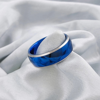 GiftsNests Blue Plated Inside and Outside Tungsten Carbide Wedding Band Ring Stainless Steel Rhodium Plated Ring