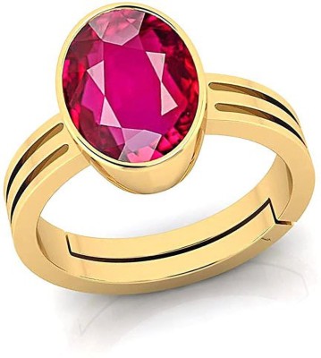 S KUMAR GEMS & JEWELS Certified 11.25 Ratti Ruby Stone ( Manik ) Panchdhatu Alloy Ruby Ring