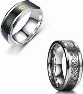 Neerajyoti temperature and dragon ring combo set Stainless Steel Sterling Silver Plated Ring Set