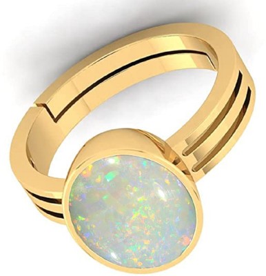 KUSHMIWAL GEMS 6.00 Carat 5.00 Ratti Australian Opal Ring Original Certified White Opal Brass Opal Gold Plated Ring