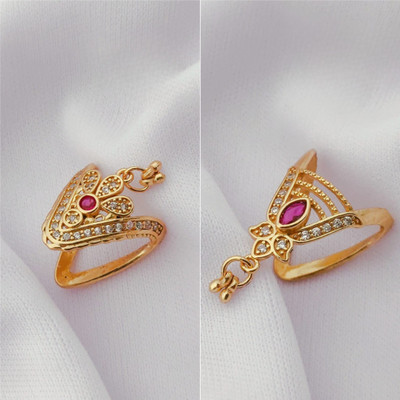 Gigev Vanki 2pack AD Brass Cubic Zirconia Gold Plated Ring Set