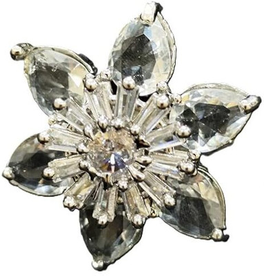 MESHVA Silver-Tone Elegant Crystal Flower Statement Ring for Women – Adjustable Fit Alloy Silver Plated Ring