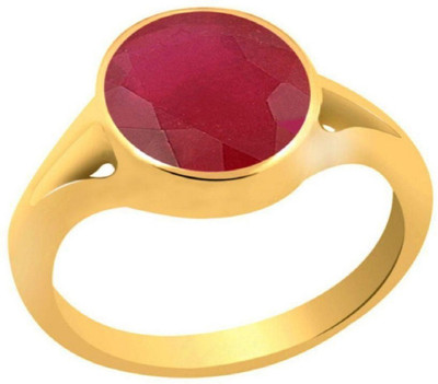 Gemzonite natural manik ruby ring stone certified Stone Ruby Gold Plated Ring