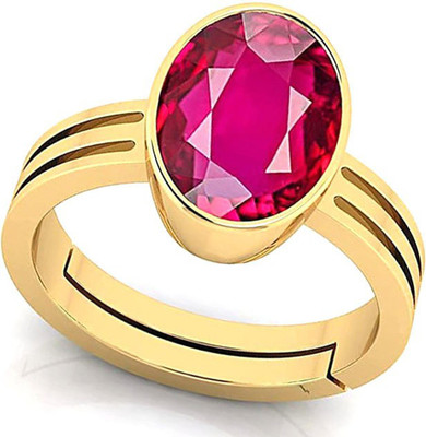 S KUMAR GEMS & JEWELS Certified 3.25 Ratti Ruby Stone ( Manik ) Panchdhatu Gold Plated Alloy Ruby Ring