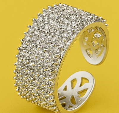 BLACKMA R3 Brass, Stone Cubic Zirconia Brass, Sterling Silver, 900 Silver Plated Ring