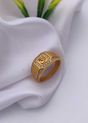Mahi creations Gold Plated Diamond Wedding,Partywear ring-171 Brass Diamond Gold Plated Ring
