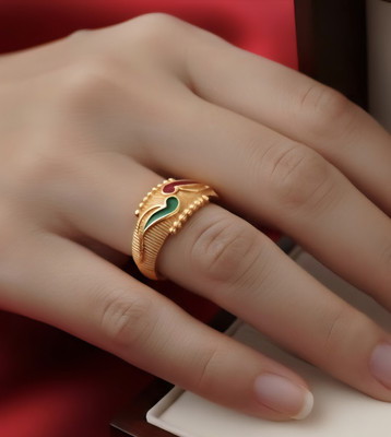RTRjewellery Fancy mina ring for women and girls stylish golden ring Brass Gold Plated Ring