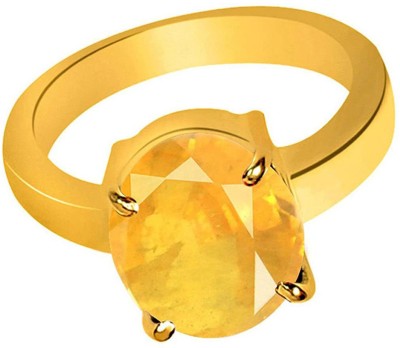 prateek enterprises Brass Sapphire Gold Plated Ring