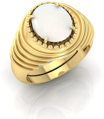 Pranjal Gems 12.25 Ratti Moonstone Gemstone Adjustable Ring With Lab CertificatePA Stone Moonstone Ring