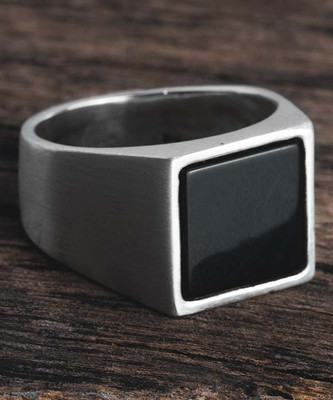 JMAATRCHAAYA Piyush Enterprises Stylish Silver,Gold&Titanium Plated Black Onyx Rings Alloy Onyx Sterling Silver Plated Ring