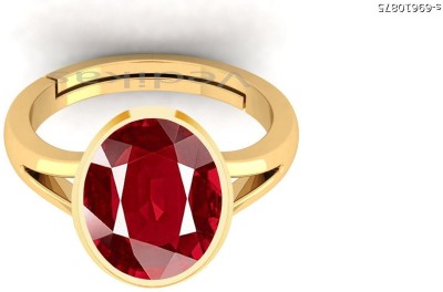 THE UNIQUE KART 7.25 Ratti Burma Ruby Manik Gemstone Ring A1 Quality Stone Ruby Brass Plated Ring