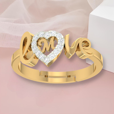 sk jewels Love Collection letter M American Diamond Adjustable Valentine Gold plated Ring Brass Cubic Zirconia Gold Plated Ring