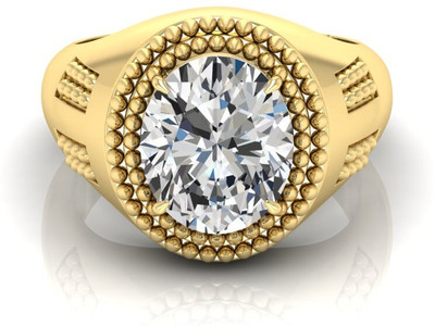 Pranjal Gems Shell Zircon Gold Plated Ring