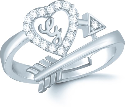 SAEE.K Valentine Stylish Heart Shape silver G Alphabet Letter Initial Rings for women Metal, Brass, Copper Cubic Zirconia, Diamond Sterling Silver, Rhodium, Silver, Platinum Plated Ring