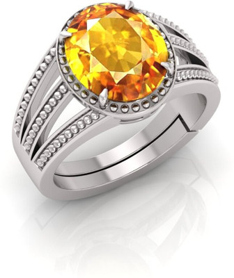 Pranjal Gems Stone Sapphire Silver Plated Ring