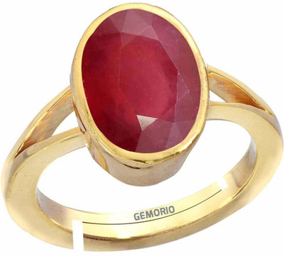 Gemzonite Manik 5.52 Ct 6.25 Ratti Lab Certified Top Quality Natural Bronze Ruby Gold Plated Ring