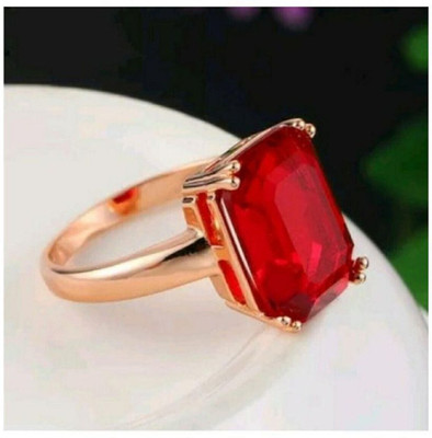 Gemzonite Ruby Ring Panchdhatu Astrology for Men & Women Brass Ruby Gold Plated Ring