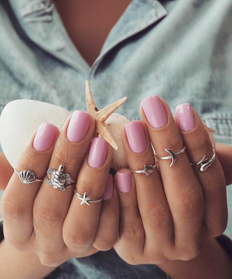 YY Creations YY Creations Cute Beach, Dolphin, Turtle, Moon Star, Starfish Ring Set of 6 Stainless Steel Cubic Zirconia Silver Plated Ring Set