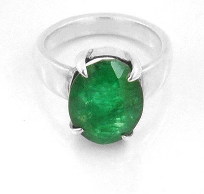 RSPR 6.25 Carat Emerald Stone Emerald Silver Plated Ring