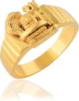 MissMister Brass Goldplated Shivling Shiv Fingerring Hindu Spiritual Brass Gold Plated Ring