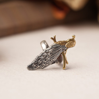 Sanseeta Moratara- Silver oxidised ring Brass Silver Plated Ring