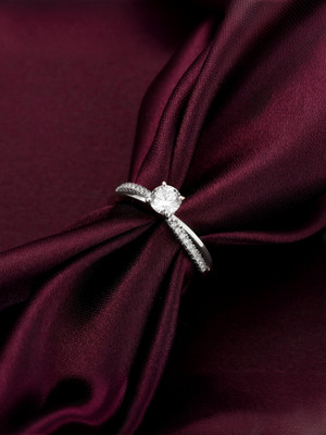 GIVA 925 Silver Zircon Layered Ring|Lifetime Plating|6 Month Warranty Sterling Silver Zircon Rhodium Plated Ring