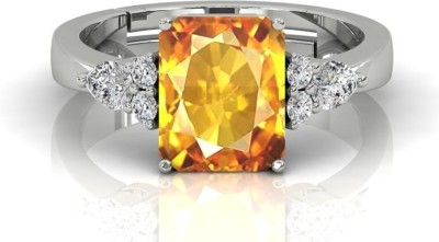 RRVGEM Citrine ring 7.00 Carat 7.25 Ratti for men And Women Metal Citrine Silver Plated Ring