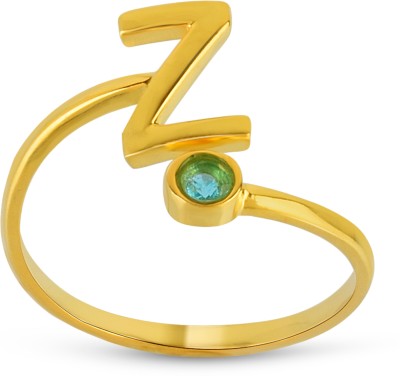 Gem O Sparkle 925 Sterling Silver Z-Alphabet Design Stylish Ring Sterling Silver Cubic Zirconia Gold Plated Ring
