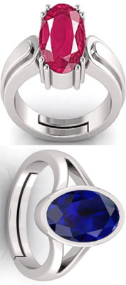 BHAIRAW GEMS Moonstone Stone Silver Adjustable Ring Stainless Steel Ring