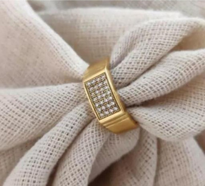 Vedansh Alloy Cubic Zirconia Gold, Rhodium, Sterling Silver Plated Ring Set