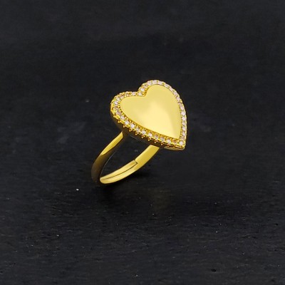 Gift Nest AD Stone Gold plated Heart Shape Diamond Ring For Girl and Women Stainless Steel Cubic Zirconia Gold Plated Ring