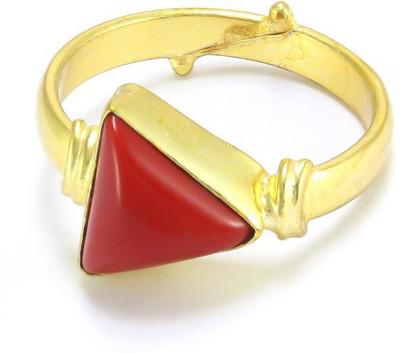Gemzonite Coral Ratan Adjustable Ring Copper Coral Gold Plated Ring