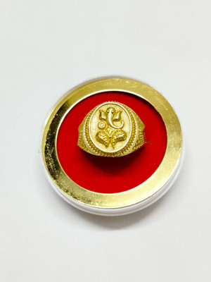 RTRjewellery Fancy gold plated brass Ganesh owal ring for man and boys / best quality ring Brass Gold Plated Ring