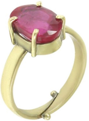 Gemzonite Metal Ruby Gold Plated Ring