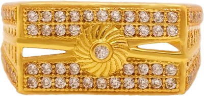 Jalaram Fashion Gold Plated Brass Diamond stylish ring Men & Boy Brass Diamond, Cubic Zirconia Gold Plated Ring