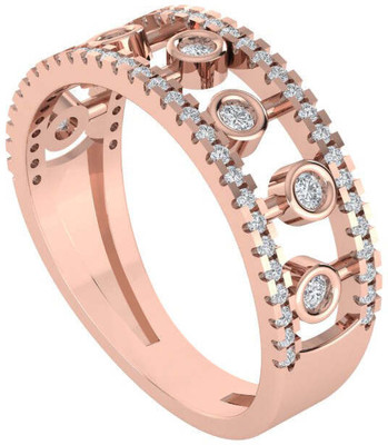 Diamtrendz Jewels Pure 925 Silver & Diamond Band Sterling Silver Cubic Zirconia Gold Plated Ring