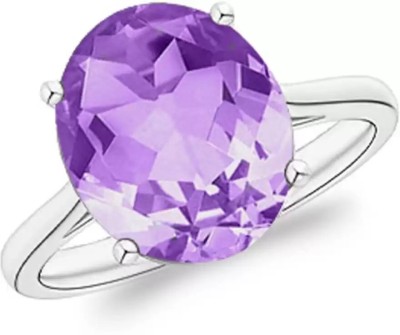 Chopra Gems Clara Certified Amethyst (Katela) Elegant Ring for Men and Women Brass Amethyst Silver Plated Ring