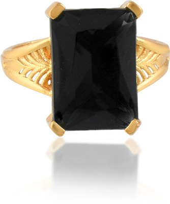 house of common Chunky Stone Gold Plated Alloy Black Stone CZ Brass Cubic Zirconia Gold Plated Ring
