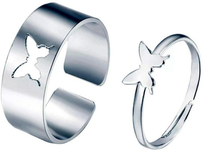 Inori Stainless Steel Silver Plated Ring Set