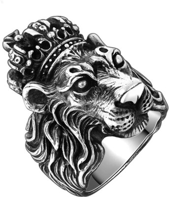 SILVOSWAN Stylish LION King Ring For Men And Women Stainless Steel Silver Plated Ring Set