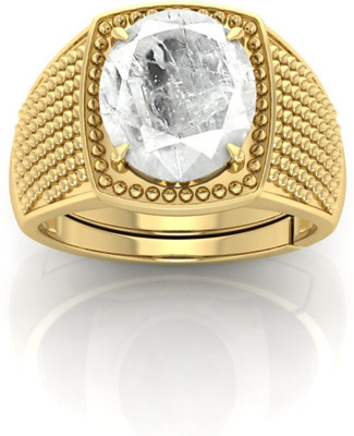 TODANI JEMS 12.25 Ratti Safed Pukhraj Gemstone Adjustable Ring With Lab CertificateFE Stone Sapphire Ring