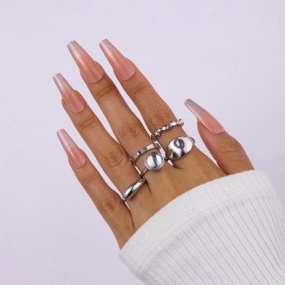 Salty Fashion Set Of 5 Silver Sage Rings For Women & Girls | Pack of 5 | Finger Ring Copper Ring