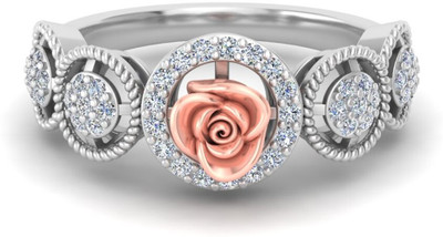 Radha Rani Ekisha Sterling Silver Zircon Rhodium Plated Ring