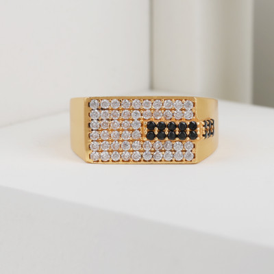 GORASH CREATION Brass Cubic Zirconia Gold Plated Ring
